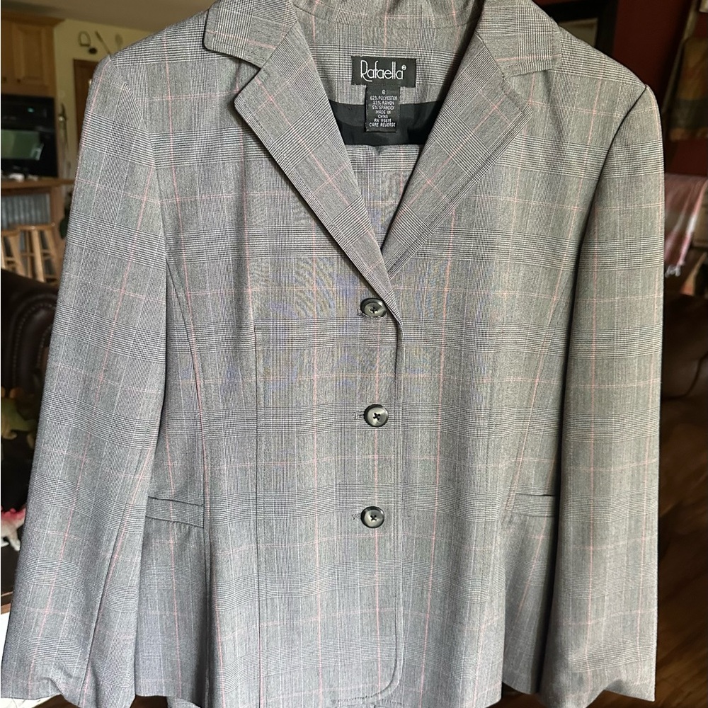 Rafaella Gray and Pink Blazer with Notched Lapels